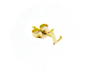 18K YELLOW GOLD BUTTON SINGLE EARRING, FLAT SMALL LETTER INITIAL L 6mm 0.24