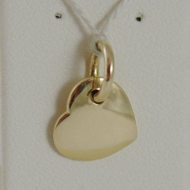 18K YELLOW GOLD HEART ENGRAVABLE CHARM PENDANT 11 MM FLAT SMOOTH MADE IN ITALY.