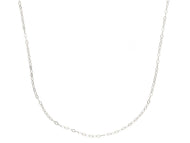18K WHITE GOLD CHAIN SMALL CABLE 1mm OVAL LINKS LENGTH 18