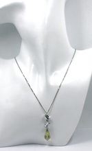 Load image into Gallery viewer, 18k white gold aquamarine 3 ct lemon quartz drop pendant venetian chain necklace.
