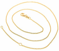 18K YELLOW GOLD CHAIN 1.0 MM ROLO ROUND CIRCLE LINK, 15.7 INCHES, MADE IN ITALY.