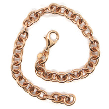 Load image into Gallery viewer, 18k rose gold solid rolo bracelet 7.7 inches, oval 7 mm link, made in Italy.
