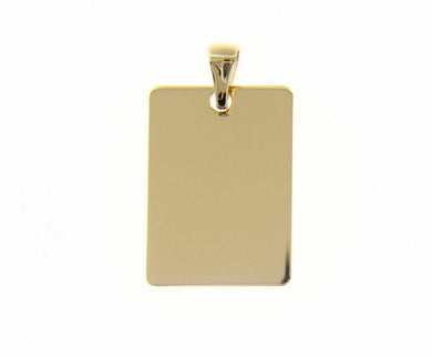 18K YELLOW GOLD MEDAL PENDANT, SQUARE, SMOOTH, 14x20mm possibility of engraving.