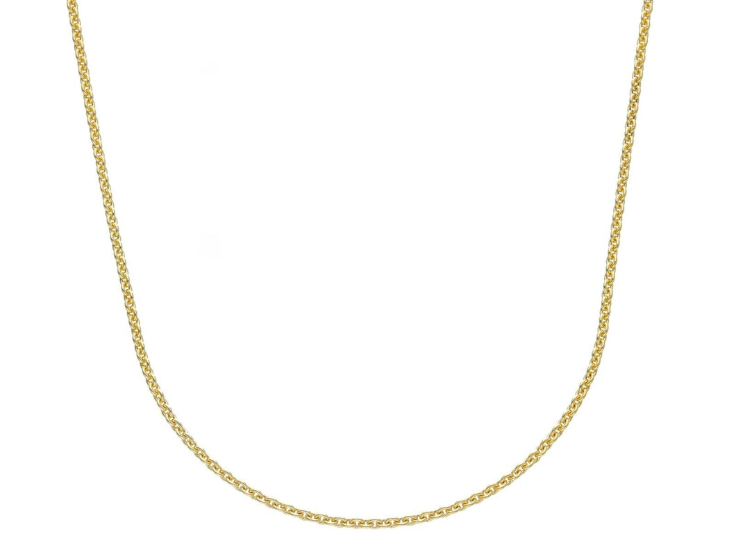 SOLID 9K YELLOW GOLD CHAIN THIN 1mm ROLO ROUND LINK, NECKLACE, LENGTH 45cm 17.7