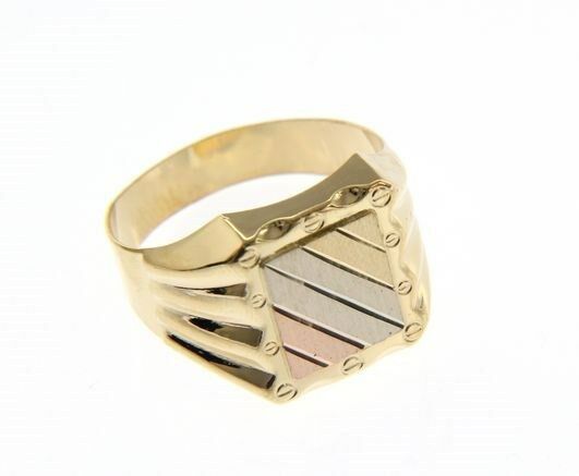 SOLID 18K YELLOW WHITE ROSE GOLD BAND MAN RING SATIN LUMINOUS, MADE IN ITALY.