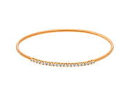 18K ROSE GOLD BRACELET, RIGID, BANGLE, 2 MM THICKNESS, SMOOTH, CUBIC ZIRCONIA.