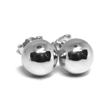 18k white gold earrings, half sphere, diameter 8 mm, 0.31