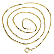SOLID 18K YELLOW GOLD CHAIN 1.1 MM VENETIAN SQUARE BOX 19.7