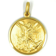 Load image into Gallery viewer, SOLID 18K YELLOW GOLD SAINT MICHAEL ARCHANGEL 23 MM MEDAL, PENDANT MADE IN ITALY
