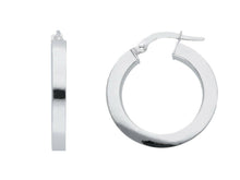 Load image into Gallery viewer, 18k white gold circle earrings diameter 15 mm with square tube made in Italy
