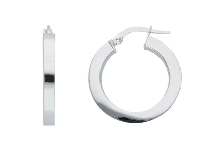 18k white gold circle earrings diameter 15 mm with square tube made in Italy.