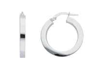 18k white gold circle earrings diameter 15 mm with square tube made in Italy.