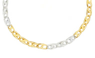 18K YELLOW WHITE GOLD CHAIN 3.5mm ALTERNATE 5+3 OVAL INFINITE ROUNDED LINK 20