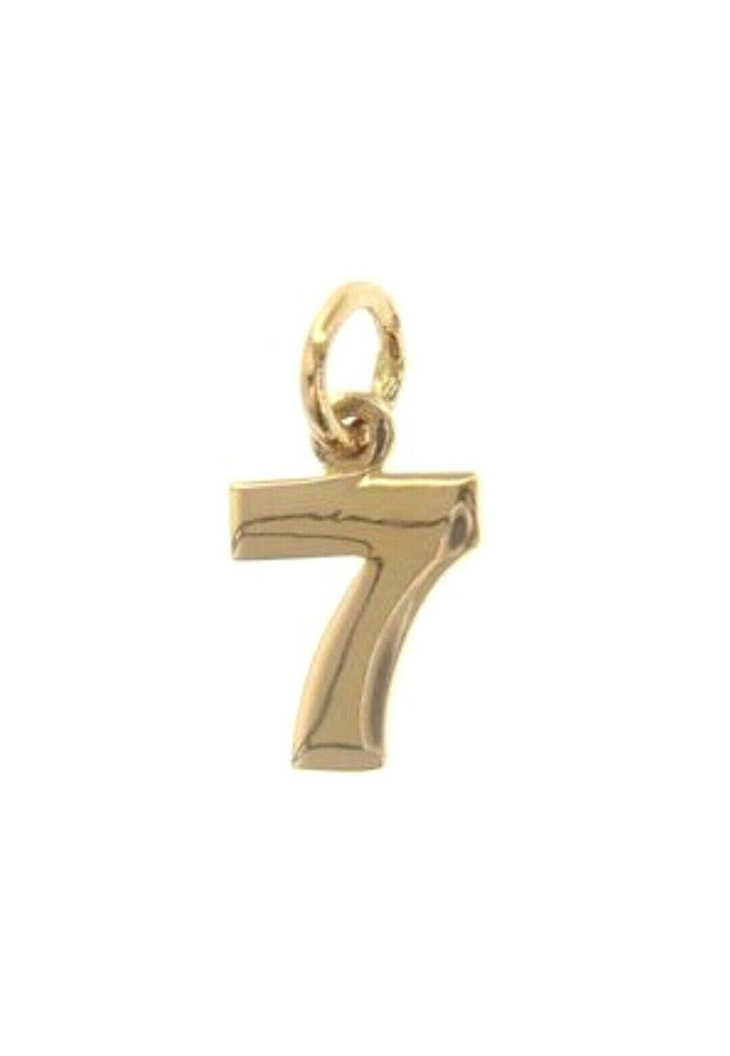 18k yellow gold number 7 seven small pendant charm, 0.4