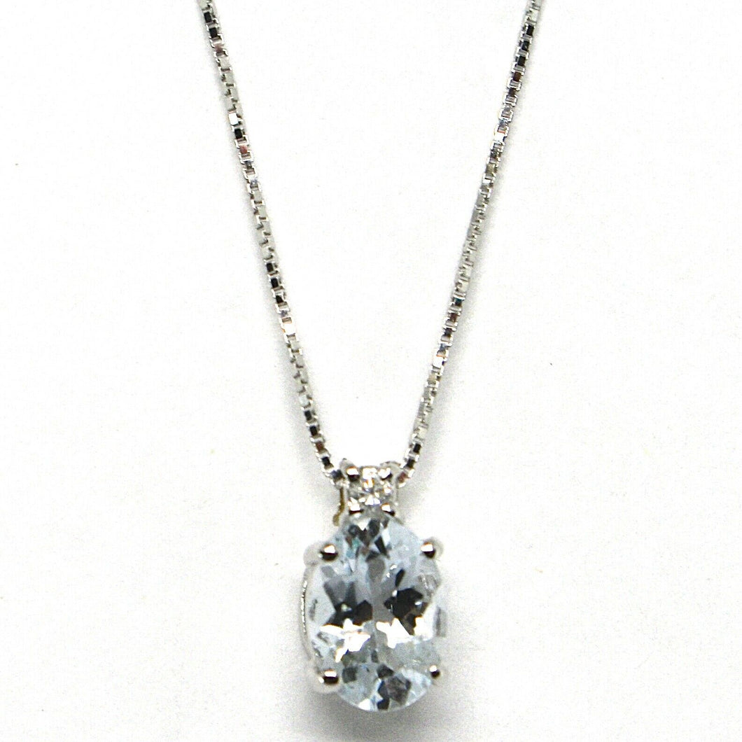 18k white gold necklace aquamarine 0.65 oval cut & diamond, pendant & chain
