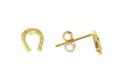 18K YELLOW GOLD EARRINGS, WITH MINI HORSESHOE, LENGTH 7 MM, MADE IN ITALY.