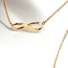 Load image into Gallery viewer, 18k rose gold necklace infinity infinite, rolo chain, 17.7 inches made in Italy.
