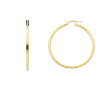Load image into Gallery viewer, 18K YELLOW GOLD CIRCLE EARRINGS DIAMETER 35 MM WITH SQUARE TUBE, MADE IN ITALY
