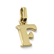 SOLID 18K YELLOW GOLD PENDANT MINI INITIAL LETTER F, 1 CM, 0.4 INCHES.