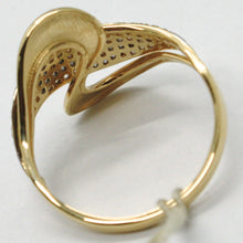Load image into Gallery viewer, SOLID 18K YELLOW GOLD BAND ZIRCONIA RING, ONDULATE, WAVE, WOVEN, MADE IN ITALY.
