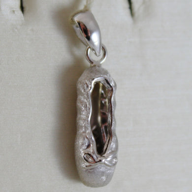 18k white gold ballet shoe charm pendant, satin, 0.87 inches made in Italy.