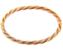 Load image into Gallery viewer, 18K ROSE GOLD BRACELET RIGID BANGLE, 5mm ROPE BRAIDED TUBE SMOOTH.

