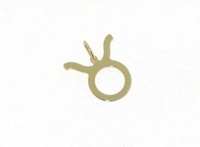 18k yellow gold zodiac sign pendant, zodiacal flat charm, taurus, made in Italy.