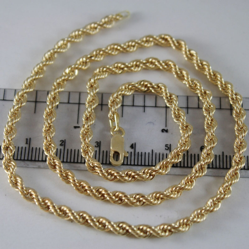 18k yellow gold chain necklace 4 mm braid big rope link 23.6, made in Italy.