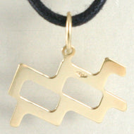 18k yellow gold zodiac sign pendant zodiacal flat charm aquarius, made in Italy.