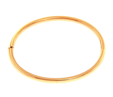 18K ROSE GOLD BRACELET RIGID BANGLE, 4mm OVAL ROUNDED TUBE SMOOTH.