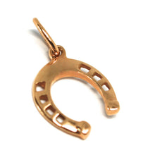Load image into Gallery viewer, 18k rose gold horseshoe charm pendant smooth luminous bright made in Italy.
