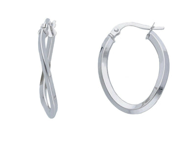 18k white gold oval earrings diameter 15x20 mm  rhombus tube made in Italy.