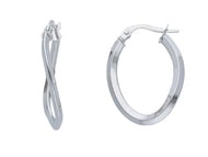18k white gold oval earrings diameter 15x20 mm  rhombus tube made in Italy.