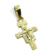 Load image into Gallery viewer, 18K YELLOW GOLD FLAT SAINT DAMIANO CROSS PENDANT, 1.9 CM, 0.75&quot;, SAINT FRANCIS

