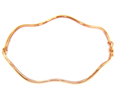 18K ROSE GOLD BRACELET ONDULATE BANGLE, 2mm ROUND TUBE, SMOOTH, SAFETY CLOSURE.