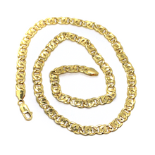 Load image into Gallery viewer, 18k yellow gold chain tiger eye infinity flat big links 7 mm, length 24&quot;, 60cm.
