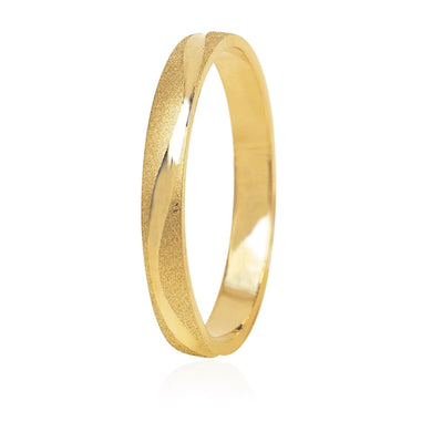 18K YELLOW GOLD WEDDING 3mm RING ENGAGEMENT SATIN ONDULATE SMOOTH CENTRAL LNE.