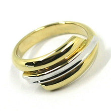 Load image into Gallery viewer, 18K YELLOW WHITE GOLD BAND RING, TRIPLE TUBE, ROUNDED, BICOLOR.
