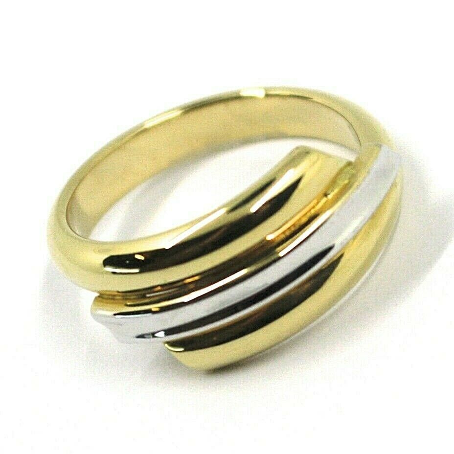 18K YELLOW WHITE GOLD BAND RING, TRIPLE TUBE, ROUNDED, BICOLOR.