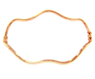 18K ROSE GOLD BRACELET ONDULATE BANGLE 2mm SQUARE TUBE, SMOOTH, SAFETY CLOSURE.