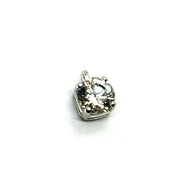 SOLID 18K WHITE GOLD 6mm ROUND 1.5 carats ZIRCONIA PENDANT, MADE IN ITALY.