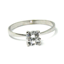 Load image into Gallery viewer, SOLID 18K WHITE GOLD RING, SOLITAIRE WITH CUBIC ZIRCONIA 0.90 CARATS ITALY MADE.
