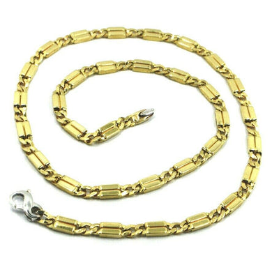 18K YELLOW WHITE GOLD CHAIN 5mm ALTERNATE GOURMETTE CUBAN CURB SQUARE LINK 24