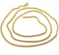 18K YELLOW GOLD CHAIN SPIGA EAR BRAIDED LINK 2 MM, 24 INCHES, 60 CM, ITALY MADE.
