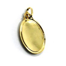 Load image into Gallery viewer, 18k yellow gold oval medal 15x20mm Virgin Mary Madonna pendant with frame.
