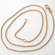 18k rose gold chain 1.2 mm rolo round circle link, 23.6 inches, made in Italy.