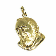 18k yellow gold pendant, Saint Pio of Pietrelcina face, 26mm satin very detailed.