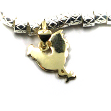 Load image into Gallery viewer, 925 STERLING SILVER TUBES CUBES BRACELET, 9K YELLOW GOLD 14mm ROOSTER PENDANT.
