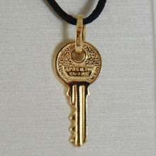Load image into Gallery viewer, 18K YELLOW GOLD FLAT KEY SMOOTH PENDANT CHARM, LUCKY, SECRET, LOVE MADE IN ITALY
