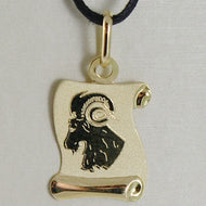 18k yellow gold zodiac sign medal, aries, parchment engravable made in Italy.